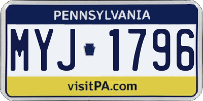 PA license plate MYJ1796