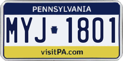 PA license plate MYJ1801