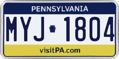 PA license plate MYJ1804