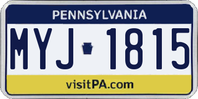 PA license plate MYJ1815