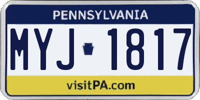 PA license plate MYJ1817