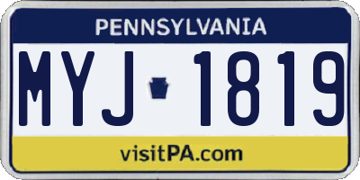 PA license plate MYJ1819