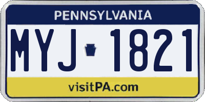 PA license plate MYJ1821