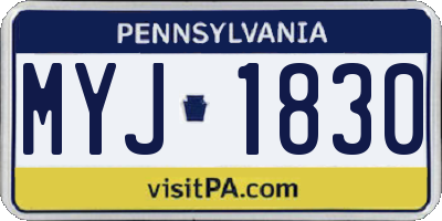 PA license plate MYJ1830