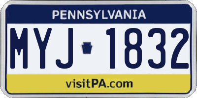 PA license plate MYJ1832