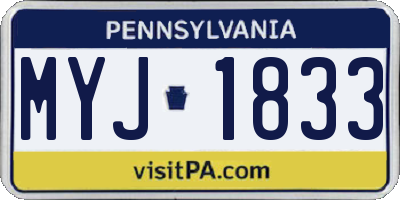 PA license plate MYJ1833