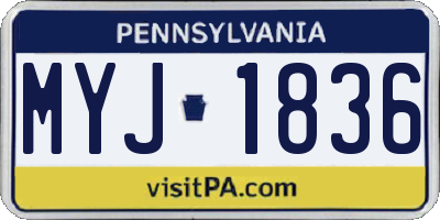 PA license plate MYJ1836