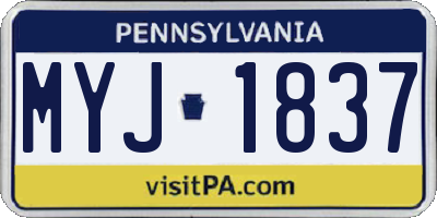 PA license plate MYJ1837