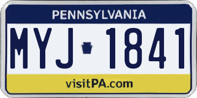 PA license plate MYJ1841