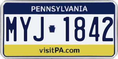 PA license plate MYJ1842