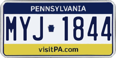 PA license plate MYJ1844