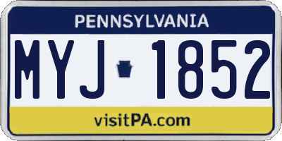 PA license plate MYJ1852