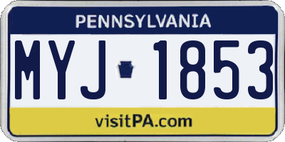 PA license plate MYJ1853