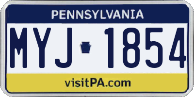 PA license plate MYJ1854