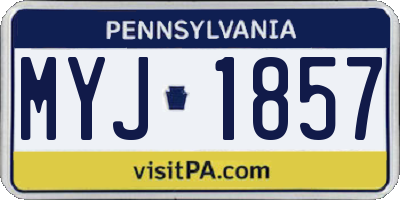 PA license plate MYJ1857