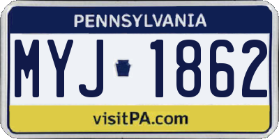 PA license plate MYJ1862