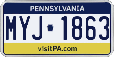 PA license plate MYJ1863