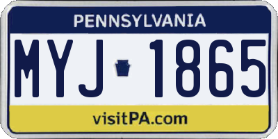 PA license plate MYJ1865