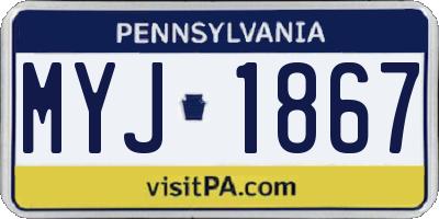 PA license plate MYJ1867