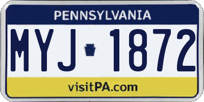 PA license plate MYJ1872