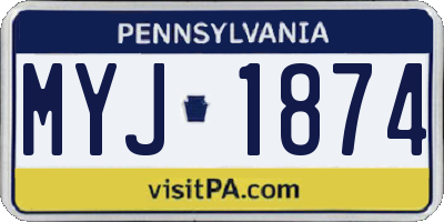PA license plate MYJ1874