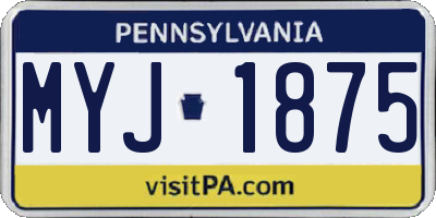 PA license plate MYJ1875