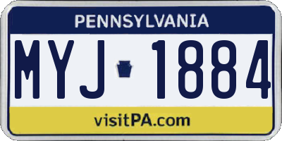 PA license plate MYJ1884