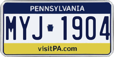 PA license plate MYJ1904