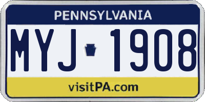 PA license plate MYJ1908