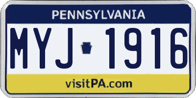 PA license plate MYJ1916