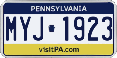 PA license plate MYJ1923