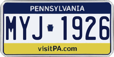 PA license plate MYJ1926