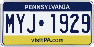 PA license plate MYJ1929
