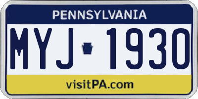 PA license plate MYJ1930