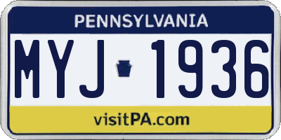 PA license plate MYJ1936