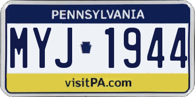 PA license plate MYJ1944