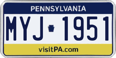 PA license plate MYJ1951