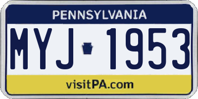 PA license plate MYJ1953
