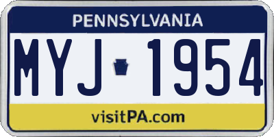 PA license plate MYJ1954