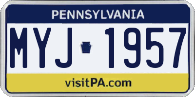 PA license plate MYJ1957