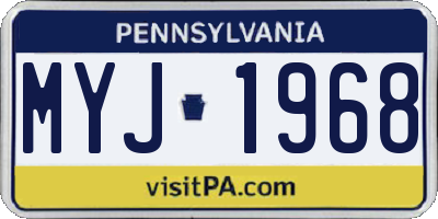 PA license plate MYJ1968