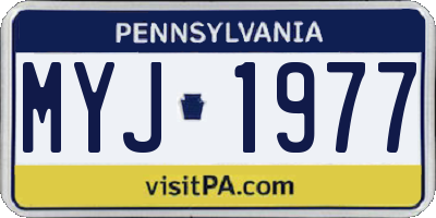 PA license plate MYJ1977