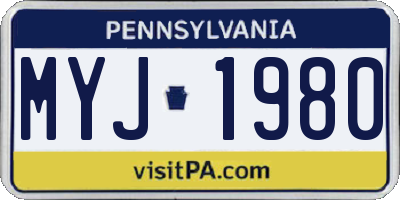 PA license plate MYJ1980