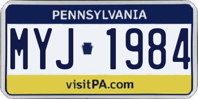PA license plate MYJ1984