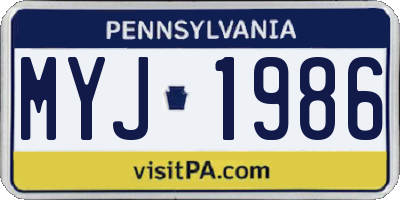PA license plate MYJ1986
