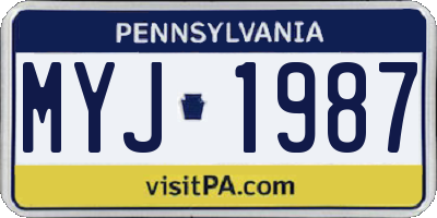 PA license plate MYJ1987