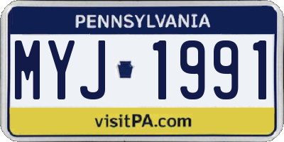 PA license plate MYJ1991