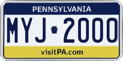 PA license plate MYJ2000