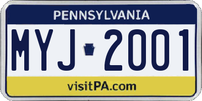 PA license plate MYJ2001