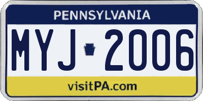 PA license plate MYJ2006